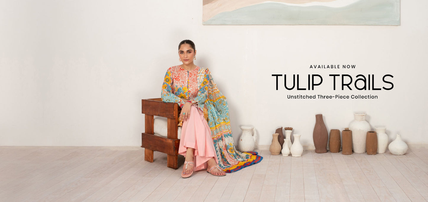 3-piece Lawn suit (Tulip Trails by GJ Collections)